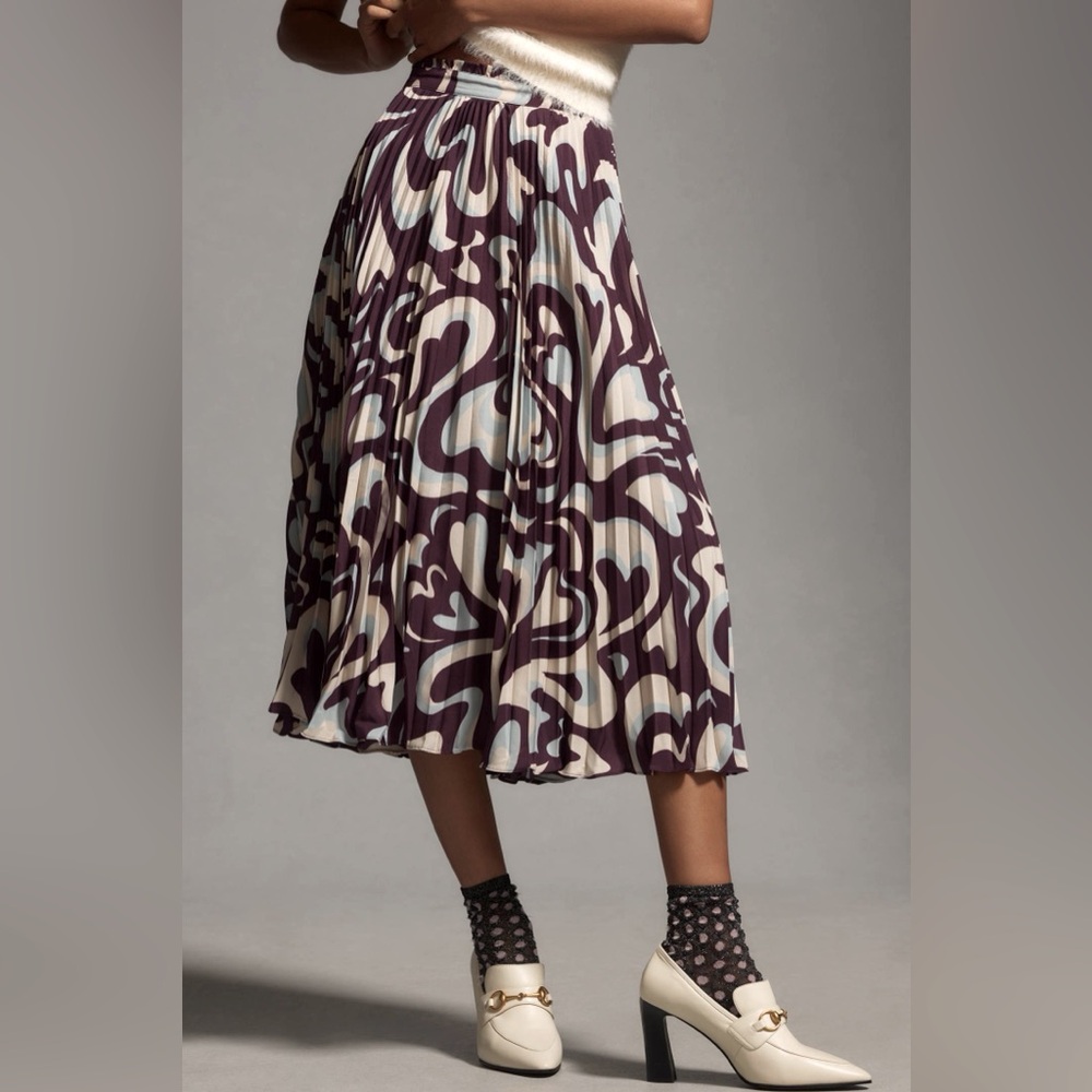 The Valerie Pleated Midi Skirt by Maeve: Michelle Armas Edition
